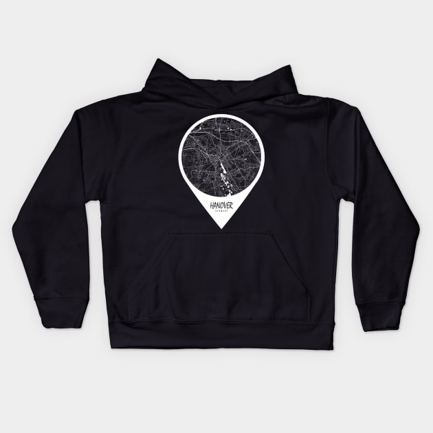 Hanover, England City Map - Travel Pin Kids Hoodie by deMAP Studio